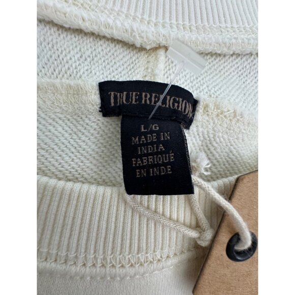 True Religion Womens L Cream Sweatshirt Casual Long Sleeve Soft Cozy Comfy Y2K - Picture 10 of 16
